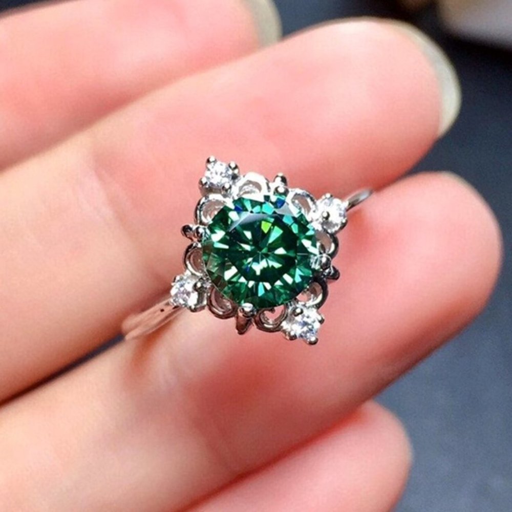 High Quality Zircon Ring Green Crystal CZ Rings For Women, HA4435-6 - Picture 1 of 6